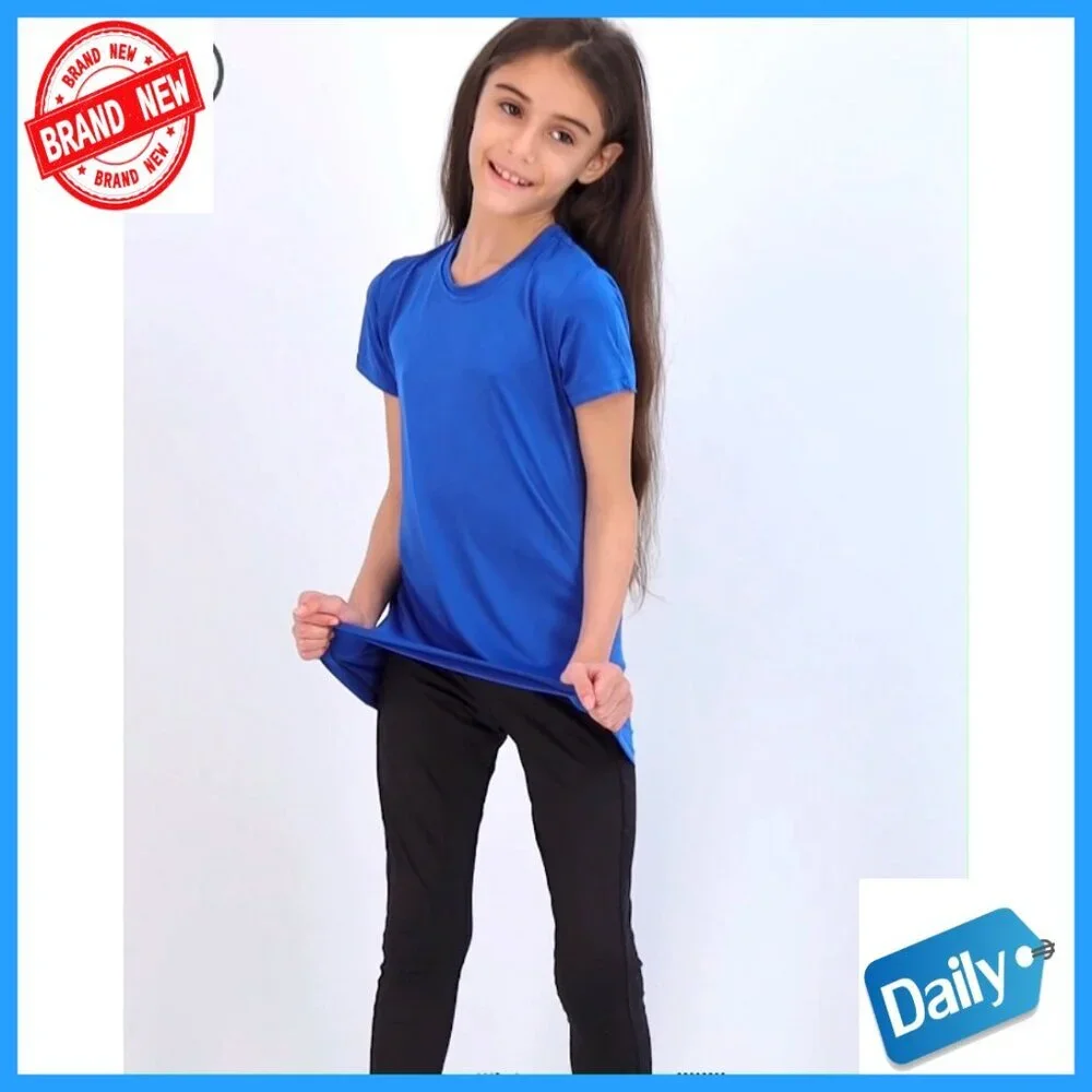 Girls Dry-Fit Athletic T-Shirts 5-Pack Short Sleeve Crew Neck Activewear